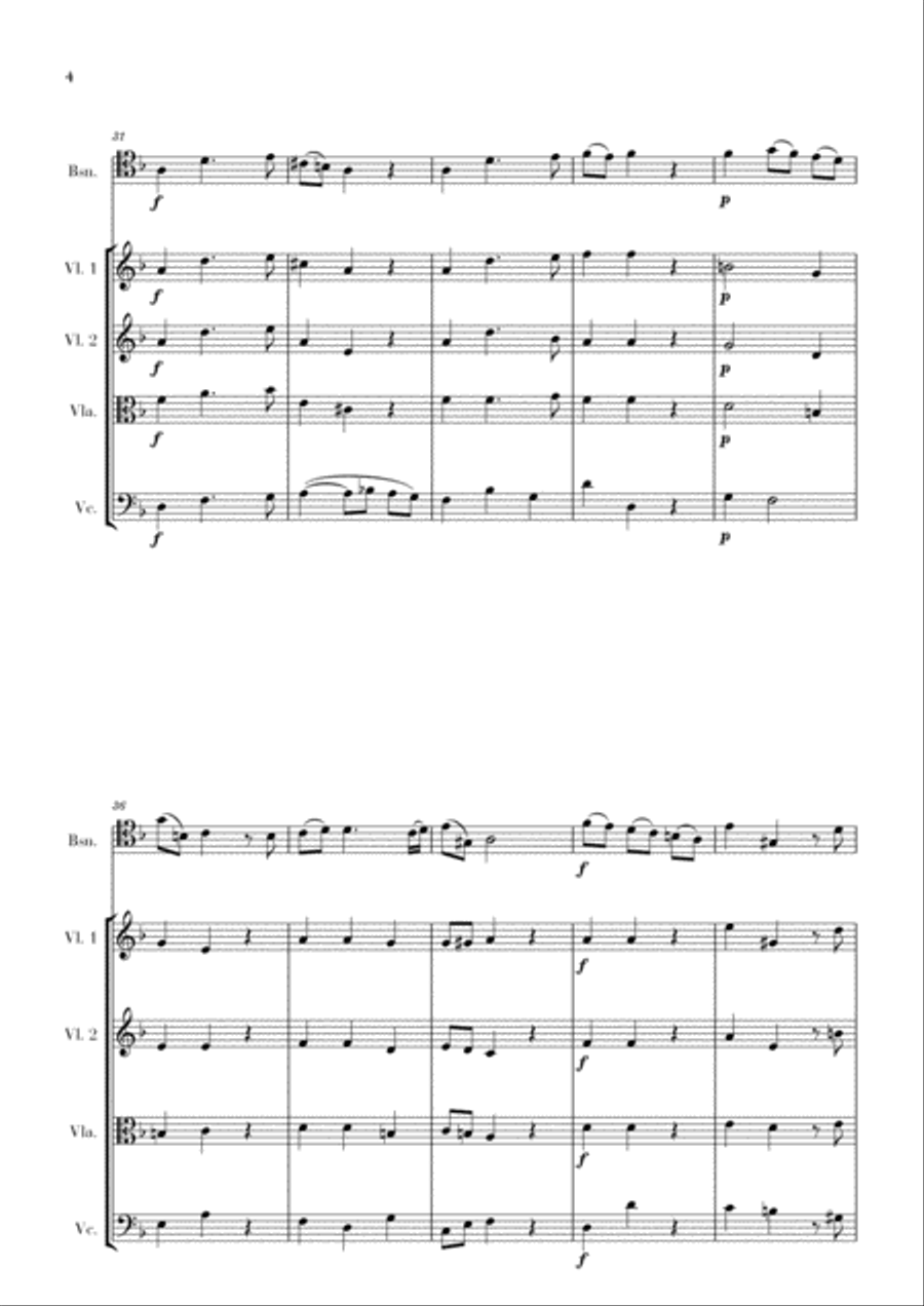 Haendel - Lascia ch’io pianga (for Bassoon and String Quartet) Chamber Orchestra scores gallery preview page 4
