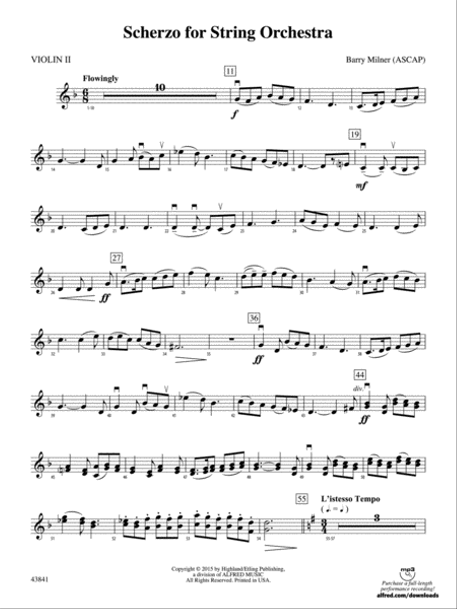 Scherzo for String Orchestra: 2nd Violin String Orchestra scores gallery preview page 1