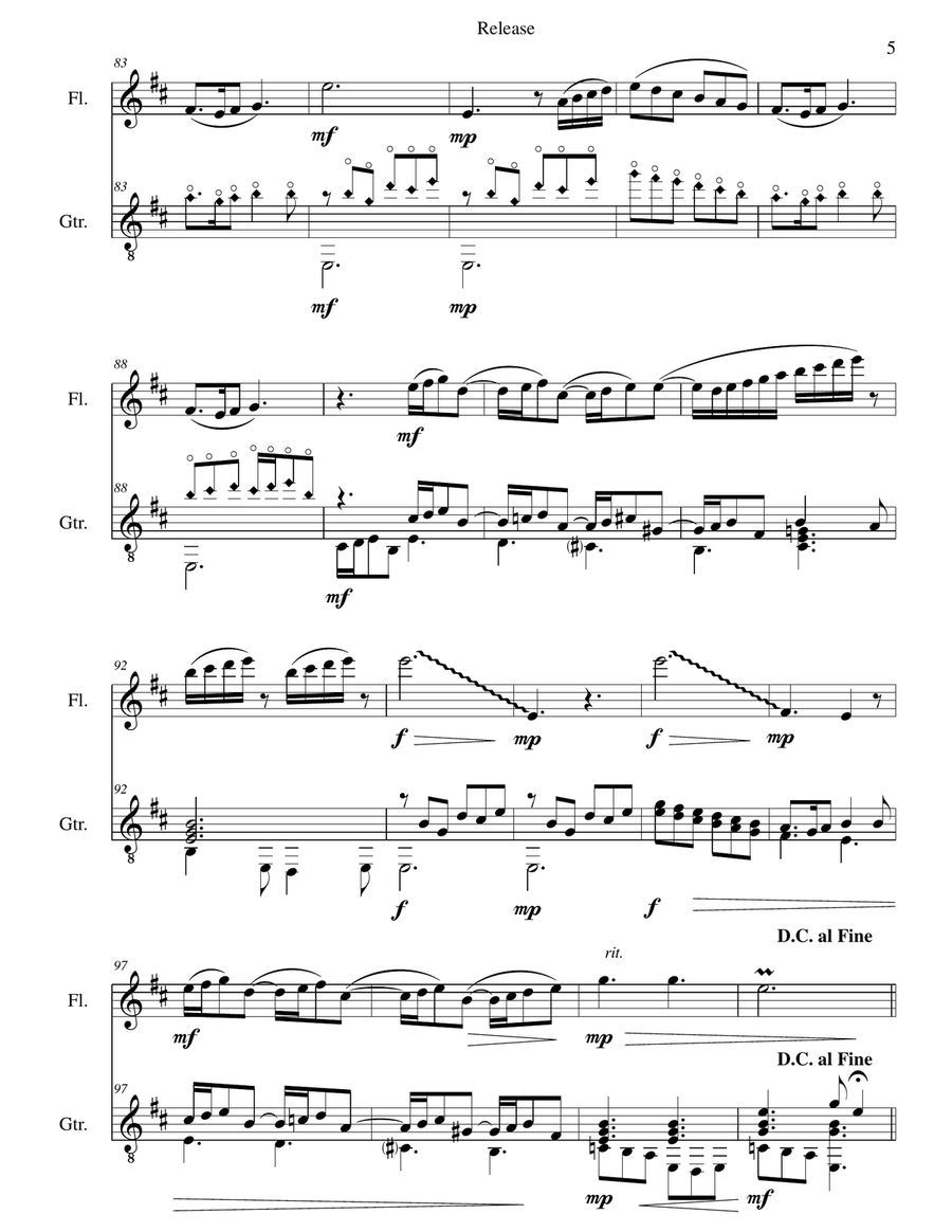 Release (O quid solutis est beatius curis) for flute and guitar Release (O quid solutis est beatius curis) for flute and guitar Flute scores gallery preview page 5