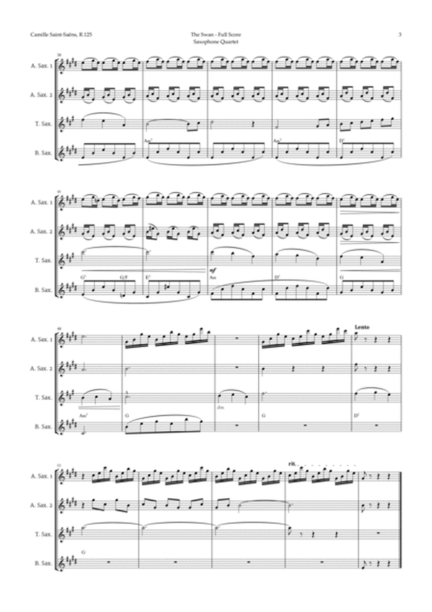 The Swan by Saint-Saëns for Sax Quartet AATB with Chords image number null