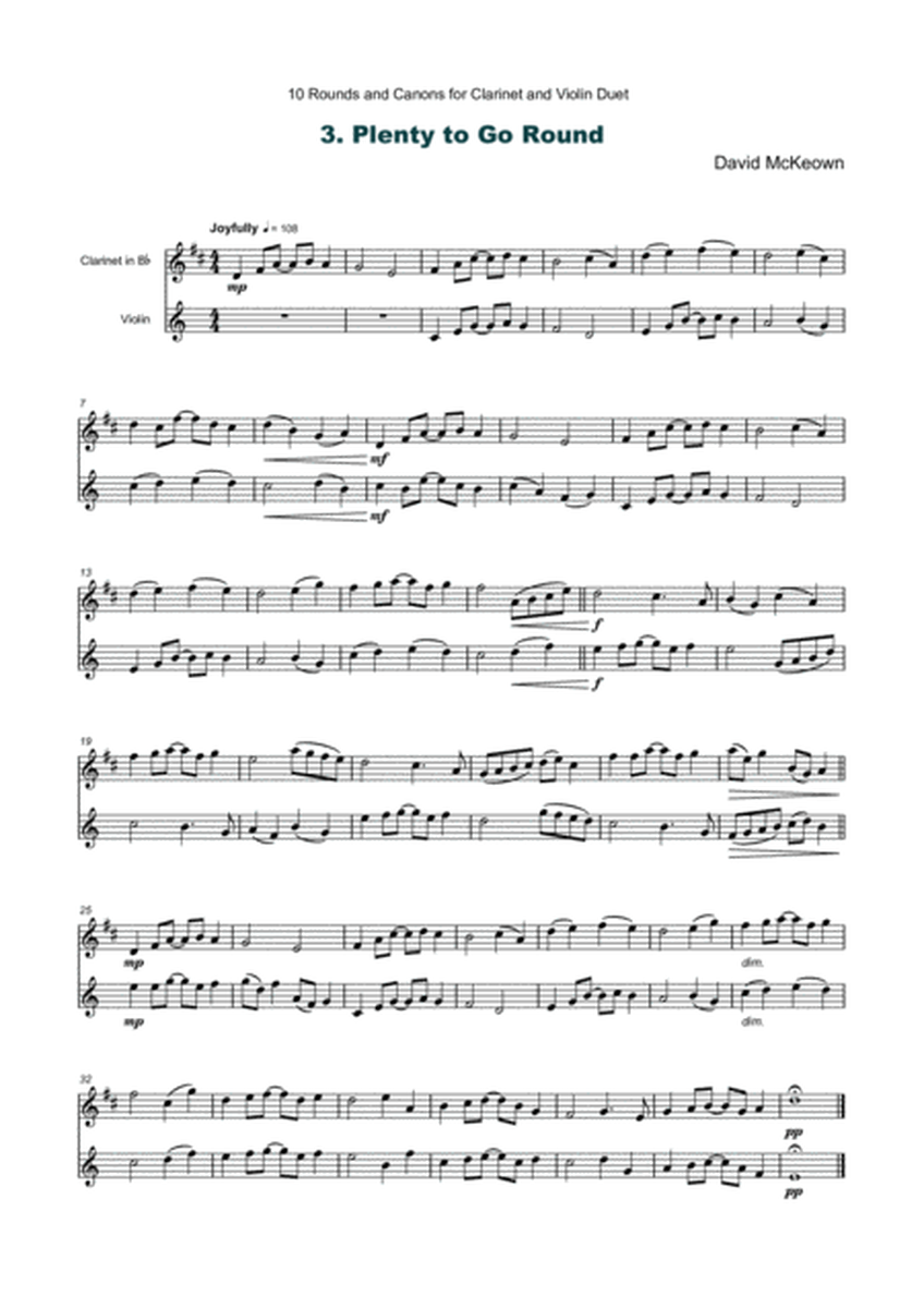 10 Rounds and Canons for Clarinet and Violin Duet
