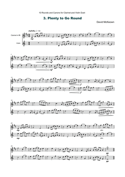 10 Rounds and Canons for Clarinet and Violin Duet