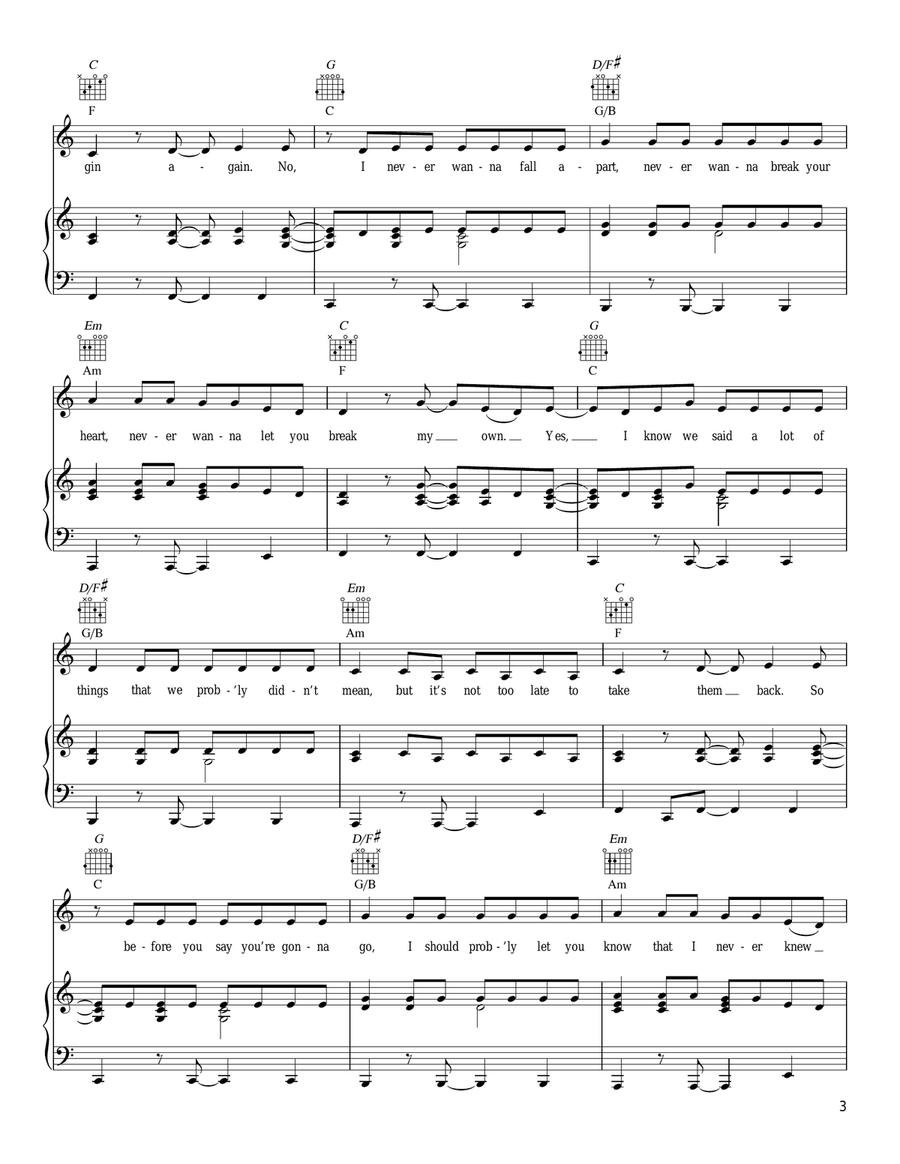 Begin Again Piano, Vocal, Guitar scores gallery preview page 3