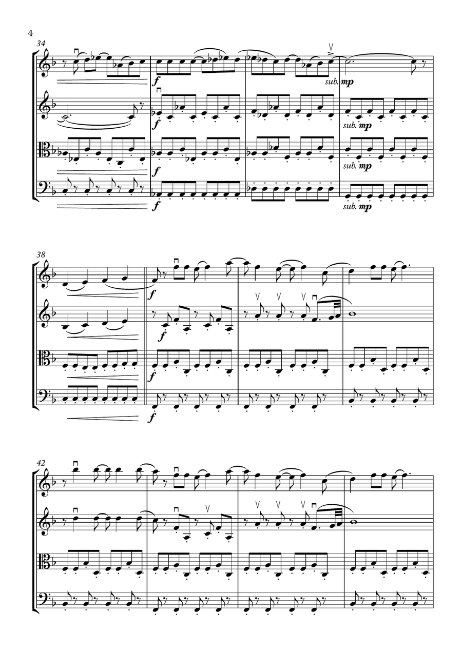 Honey, Honey String Quartet scores gallery preview page 4