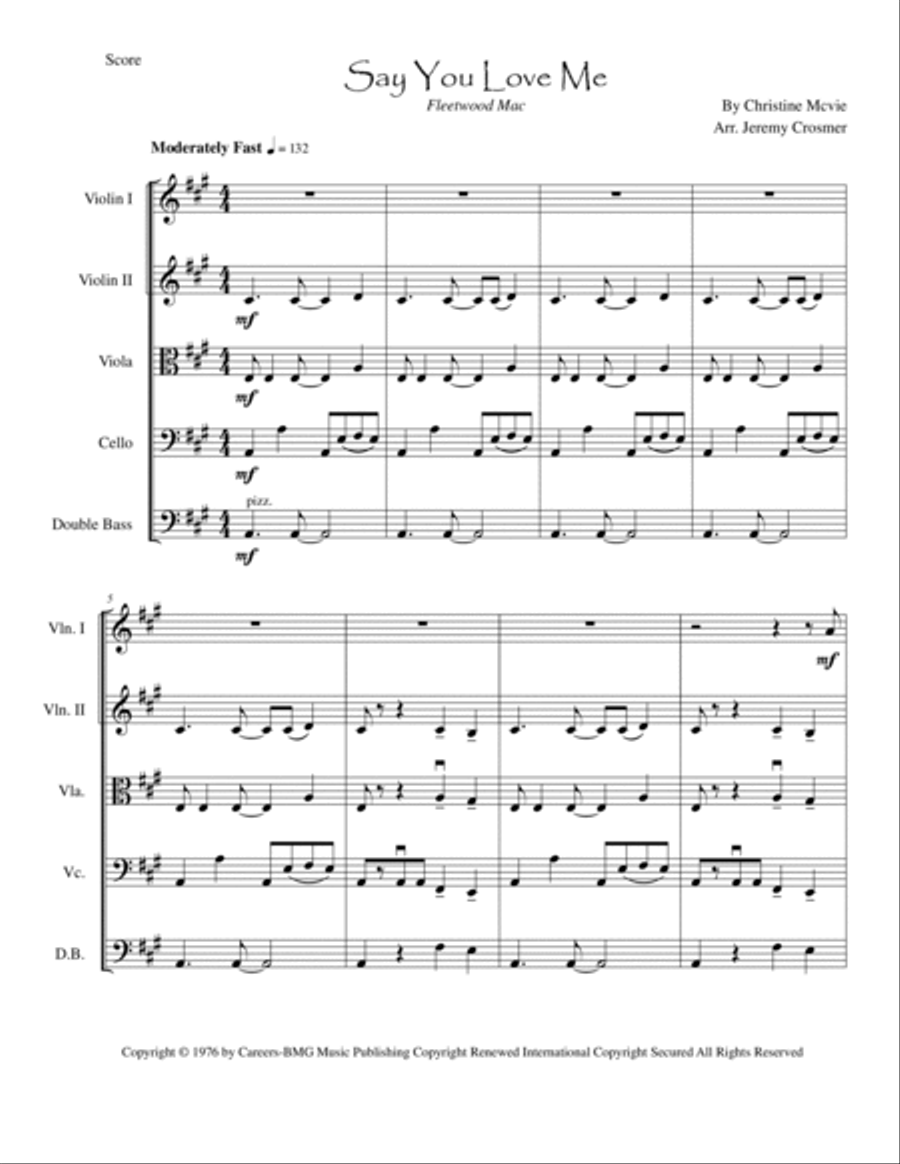 Say You Love Me String Quartet scores gallery preview page 2