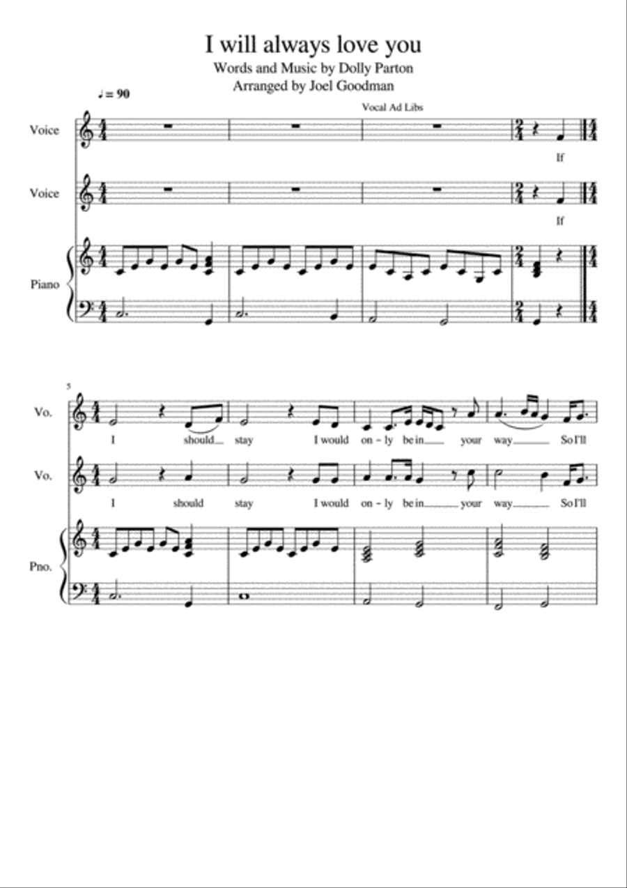 I Will Always Love You I Will Always Love You Vocal Duet scores gallery preview page 1
