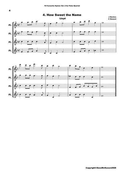 16 Favourite ﻿Hymns for Flute Quartet (Vol 2.) image number null