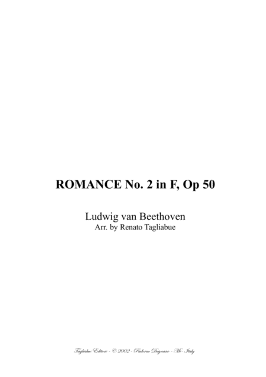 ROMANCE No. 2 Op. 50 - Beethoven - For full Orchestra - With parts