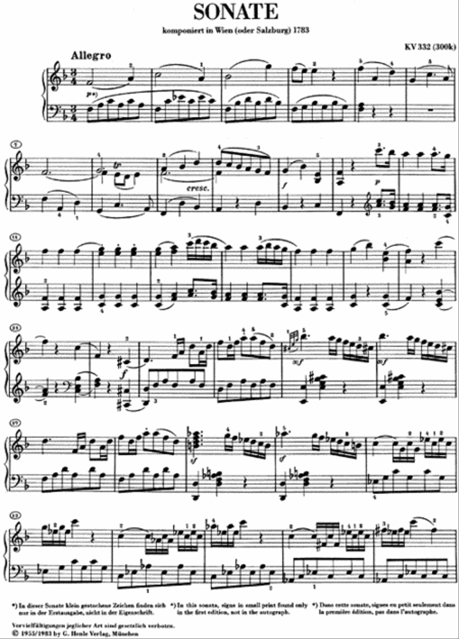 Piano Sonata in F Major K332 (300k)