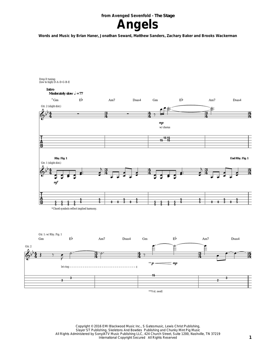 Angels Acoustic Guitar scores gallery preview page 1