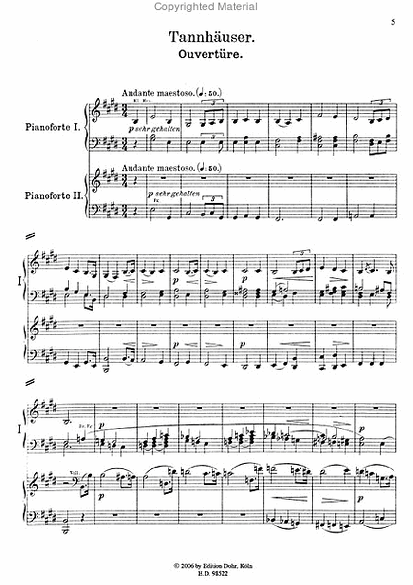 Tannhäuser-Ouvertüre (für zwei Klaviere zu vier Händen)