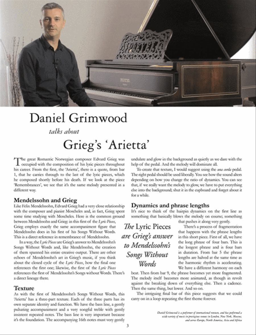 Arietta from Lyric Pieces (Book 1) for Piano Piano scores gallery preview page 3