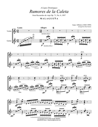 Rumores de la Caleta Op. 71 No. 6 for violin and guitar