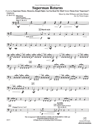 Superman Returns, Concert Selections from: Timpani
