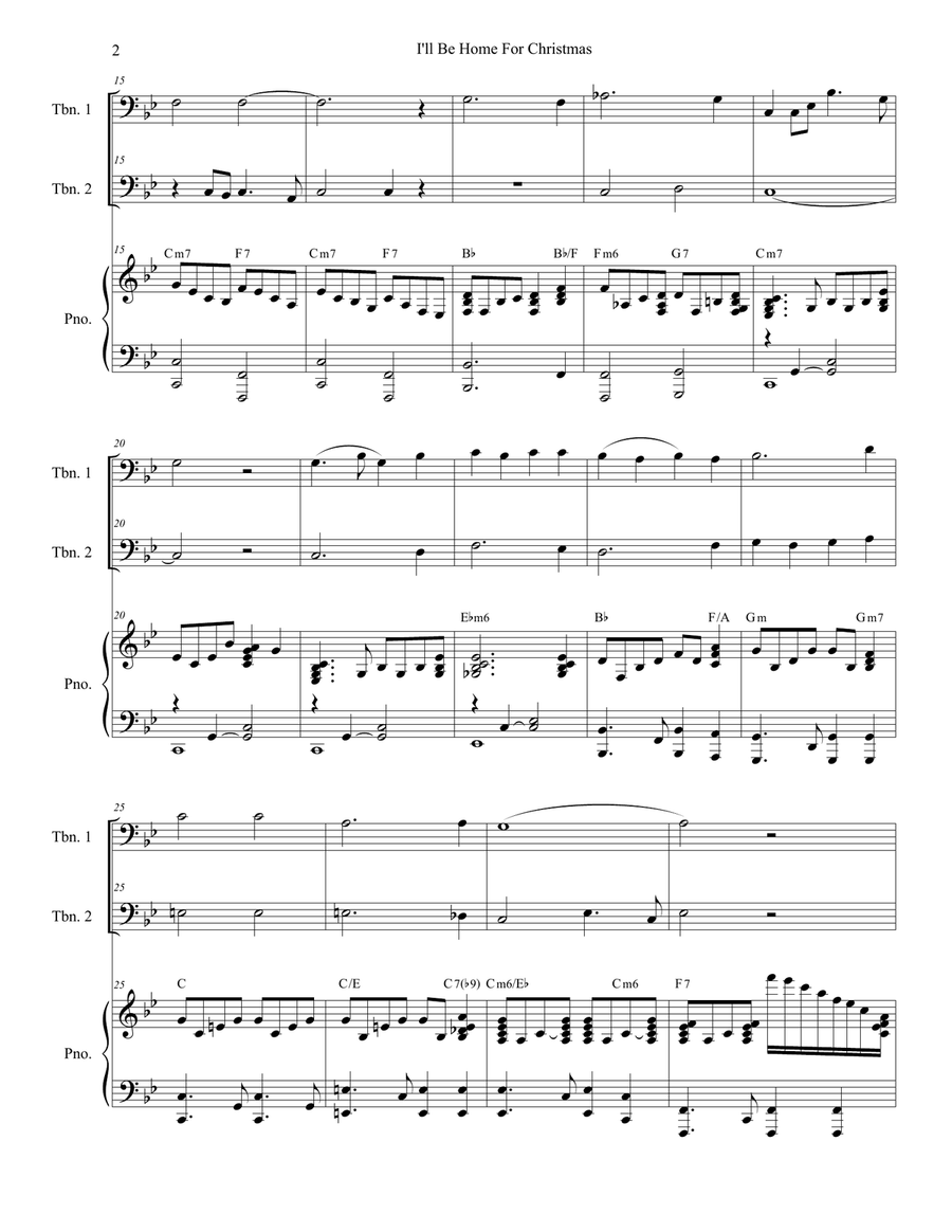 I'll Be Home For Christmas Trombone Duet scores gallery preview page 2