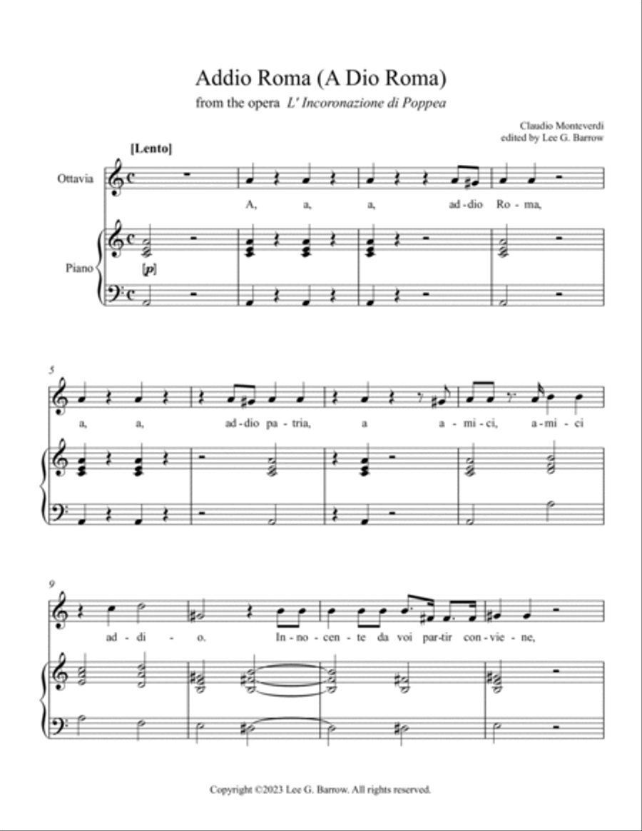 Addio Roma (A Dio Roma) Voice scores gallery preview page 3
