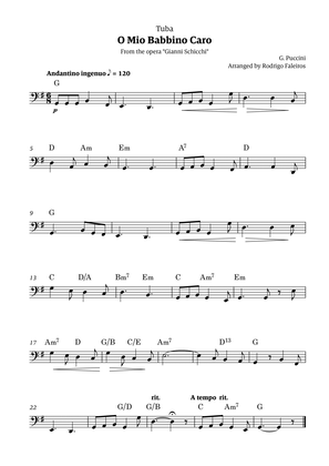 O Mio Babbino Caro - for tuba solo (with chords)