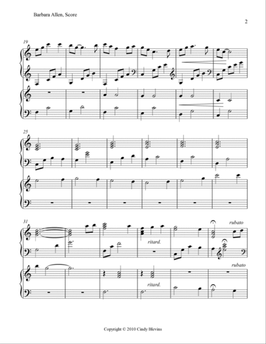 Barbara Allen, for Harp Duet Harp scores gallery preview page 3