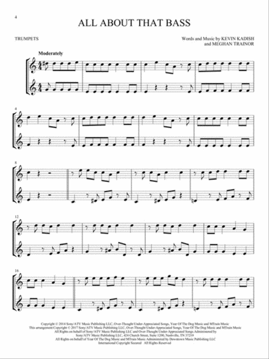 Hit Songs for Two Trumpets Trumpet Duet scores gallery preview page 3