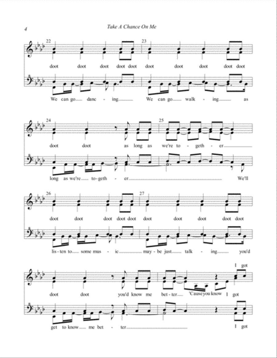 Take A Chance On Me featured in MAMMA MIA! SSAA scores gallery preview page 4