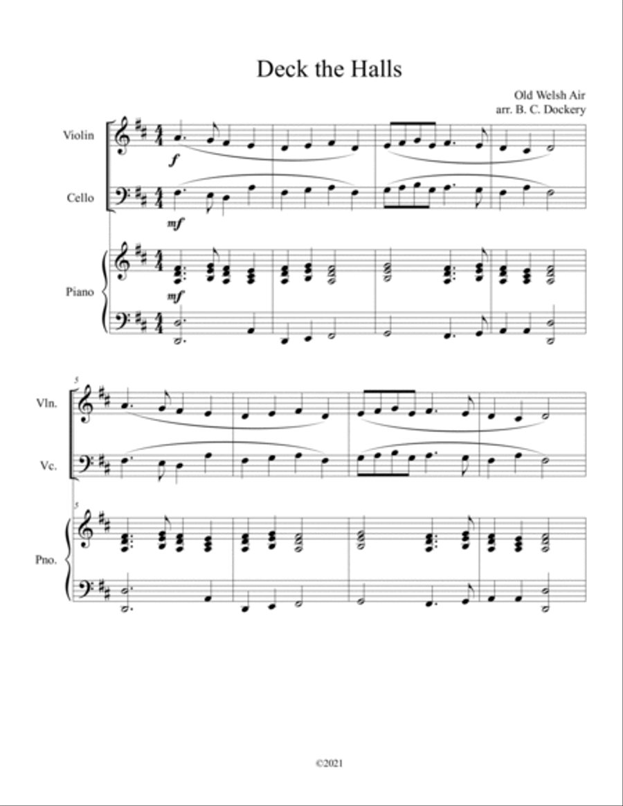 10 Christmas Duets for Violin and Cello with Piano Accompaniment (Vol. 2) Piano Trio scores gallery preview page 3