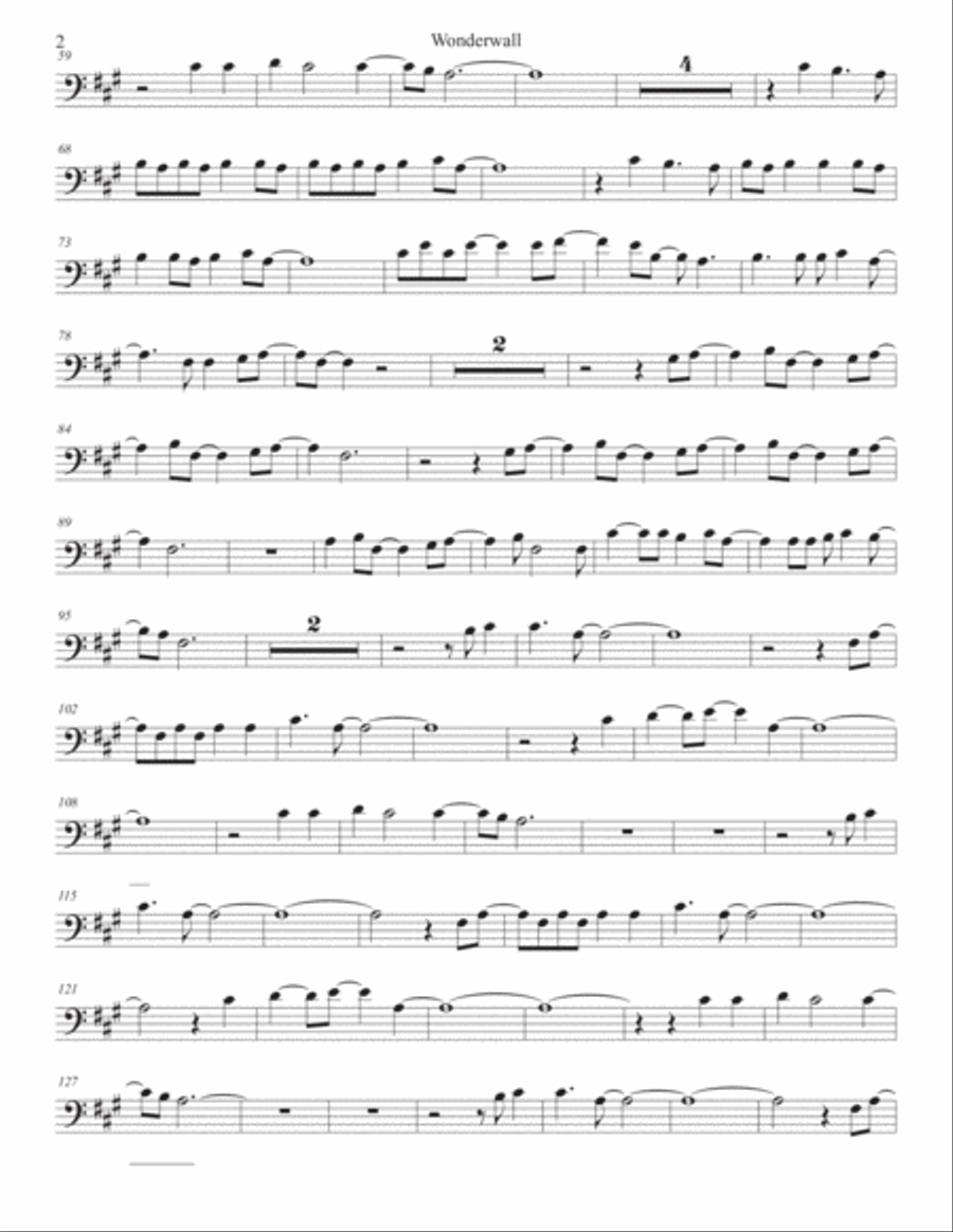 Wonderwall Trombone Solo scores gallery preview page 2
