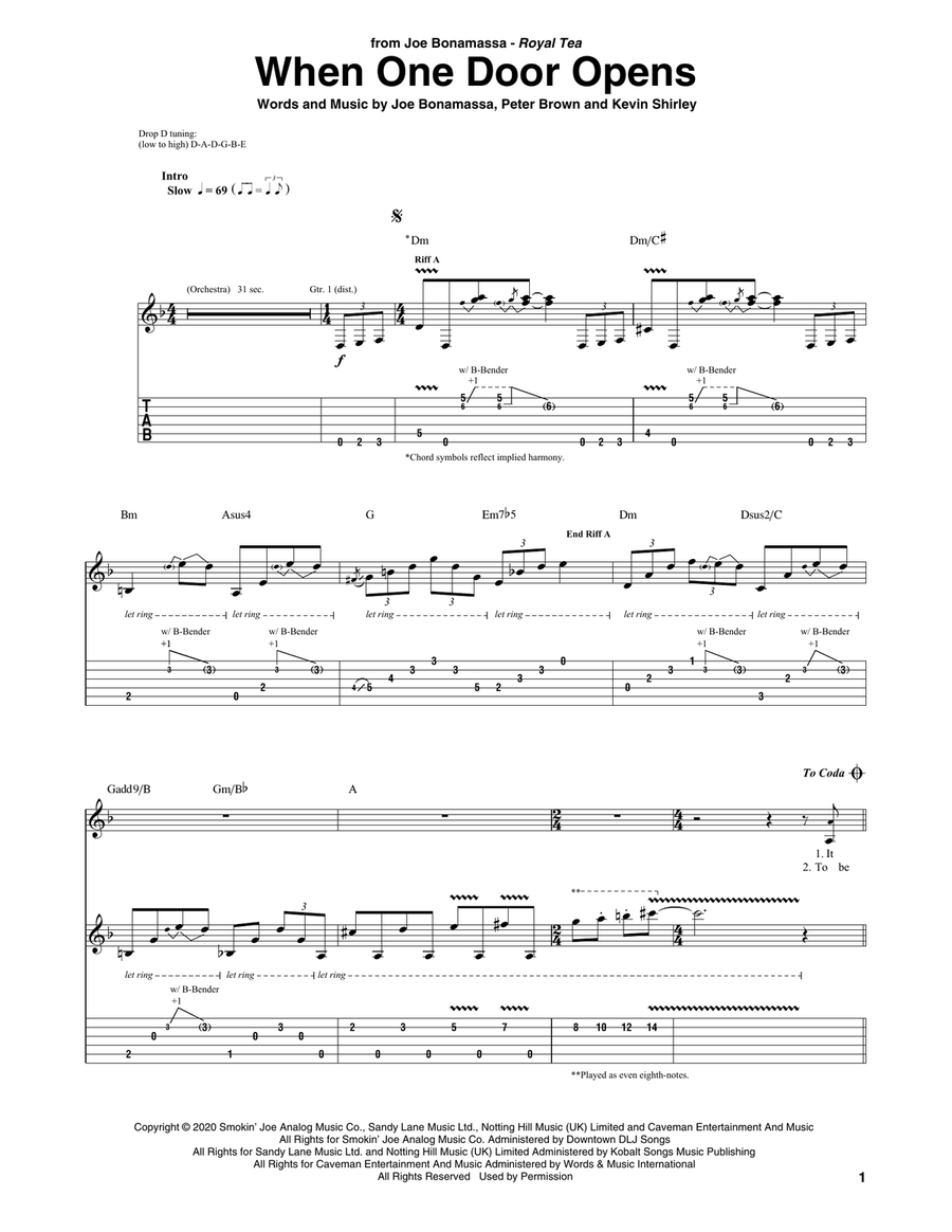 When One Door Opens Electric Guitar scores gallery preview page 1