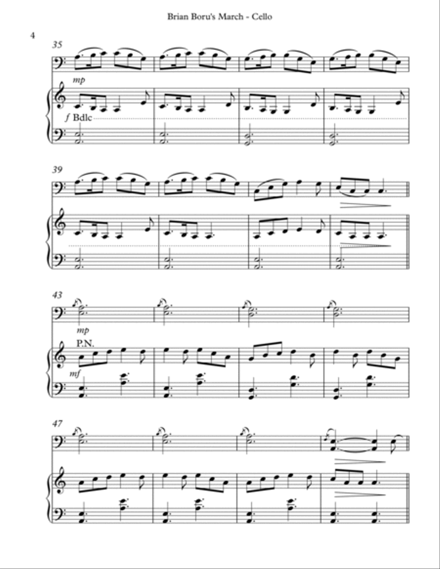 Brian Boru’s March, Duet for Cello and Harp String Duet scores gallery preview page 4