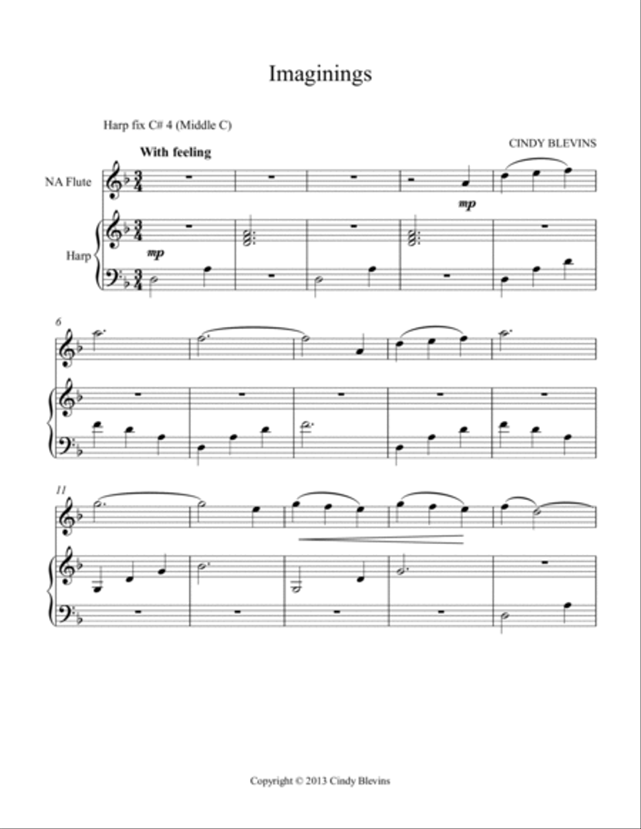 Imaginings, Native American Flute and Harp Flute scores gallery preview page 2