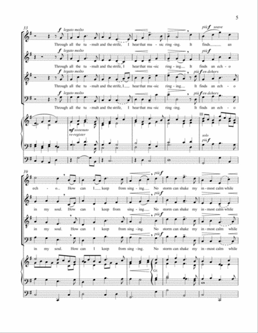 An American Triptych: 2. How Can I Keep from Singing? 4-Part scores gallery preview page 5