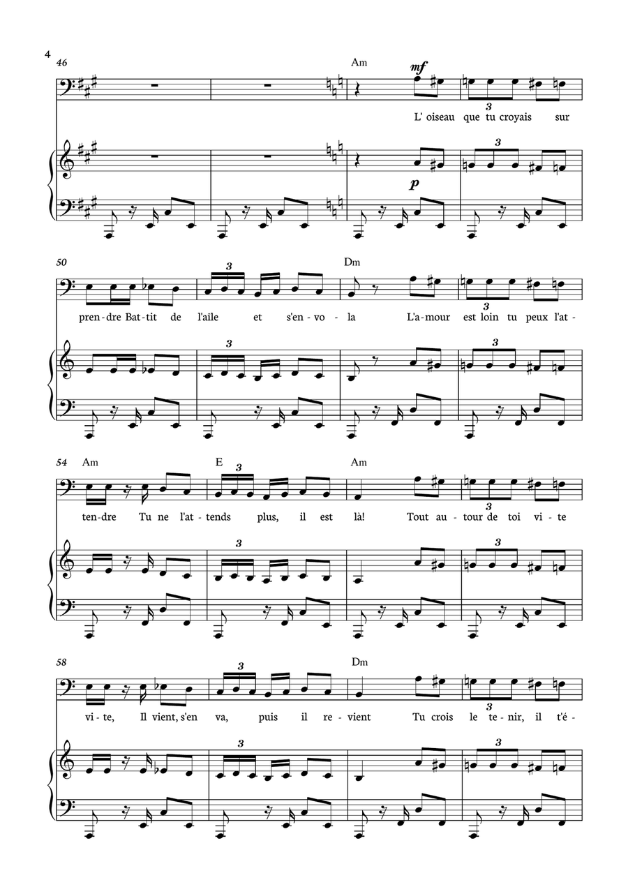 Habanera from Carmen for Cello with piano and chords. Piano Accompaniment scores gallery preview page 4