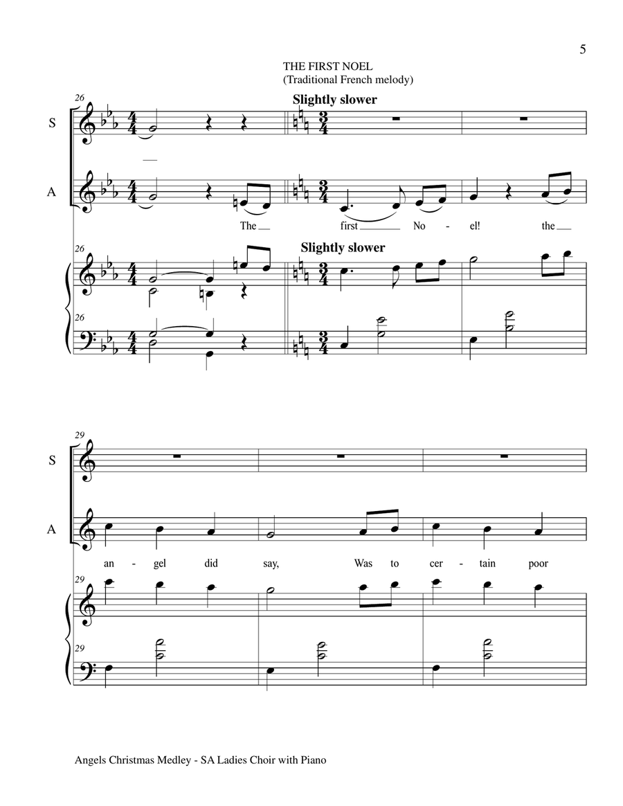 ANGELS CHRISTMAS MEDLEY (for SA Ladies Choir with Piano) SA scores gallery preview page 6