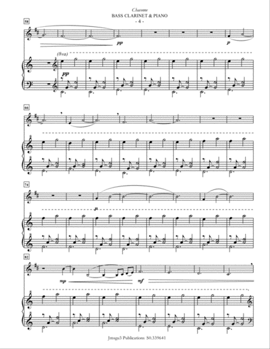 Guthrie: Chaconne for Bass Clarinet & Piano Bass Clarinet scores gallery preview page 4