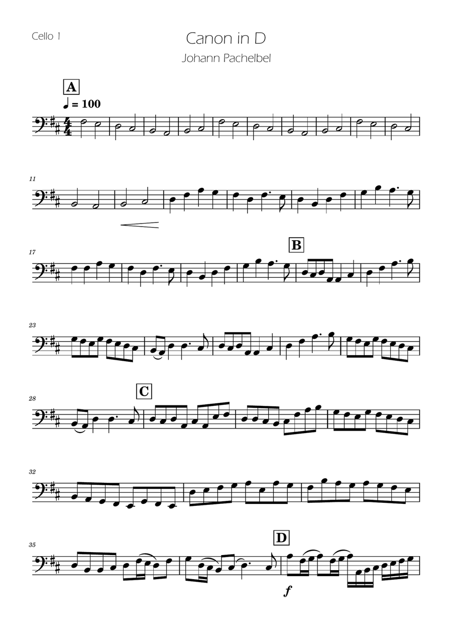 Canon in D - Cello Duet String Duet scores gallery preview page 6