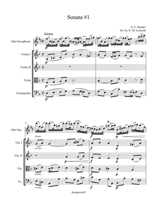 Sonata #1 Movement 1 in D minor for Alto Sax and String Quartet