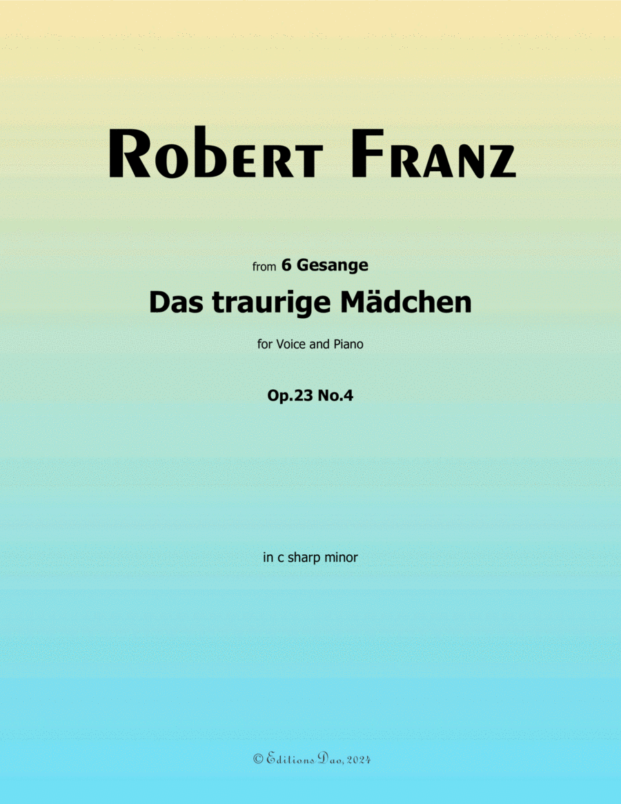 Das traurige Madchen, by Robert Franz, in c sharp minor Voice scores gallery preview page 1