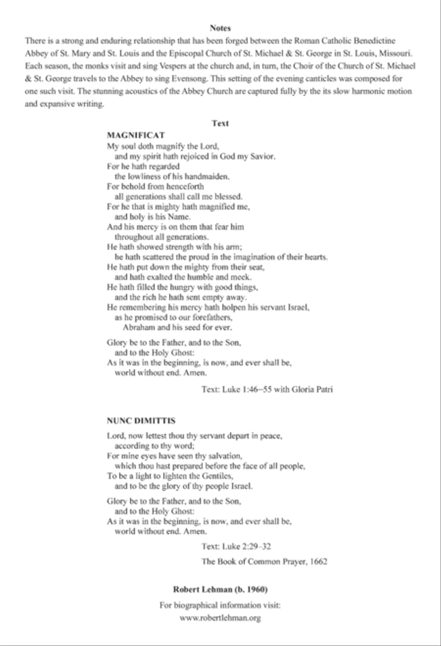 Magnificat and Nunc dimittis (The Saint Benedict Service) 4-Part scores gallery preview page 2