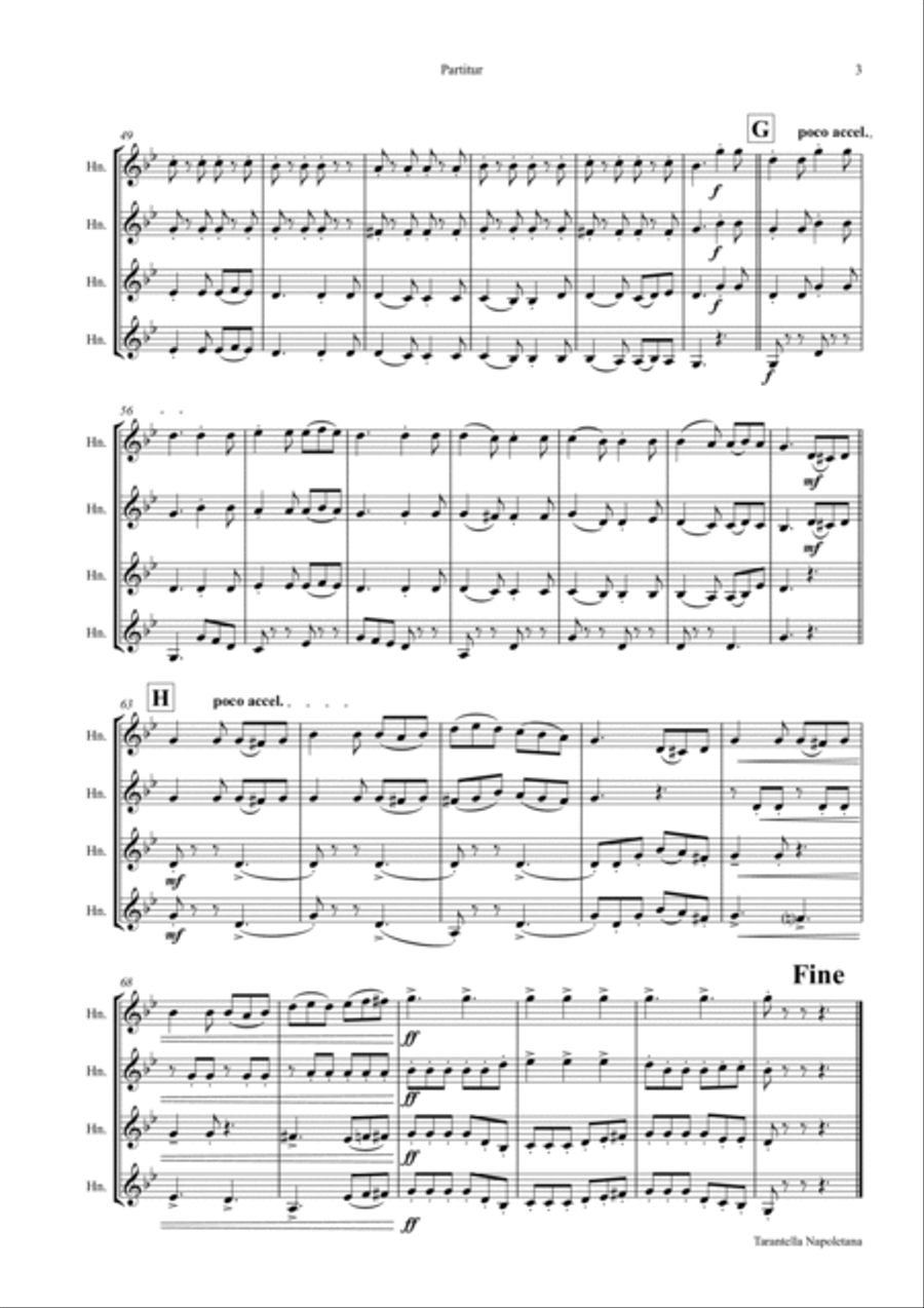 Tarantella Napoletana - Italian Folk Song - Horn Quartet French Horn Quartet scores gallery preview page 3