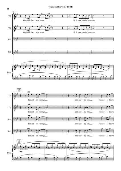 Tears in Heaven Sheet music for Soprano, Alto, Tenor, Bass voice (SATB)