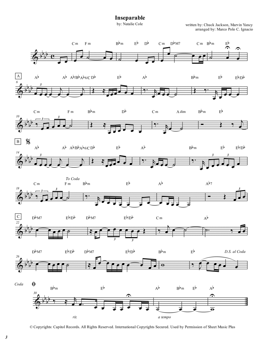 Inseparable Piano scores gallery preview page 1