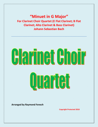 Book cover for Minuet in G Major - J.S.Bach - Clarinet Choir Quartet