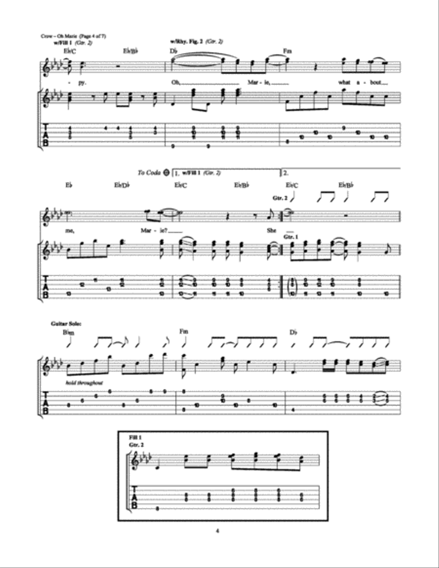 Oh Marie Electric Guitar scores gallery preview page 4