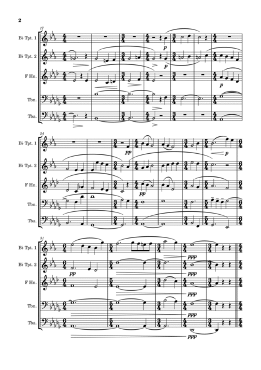 Movement Four from Mahler's Second Symphony - Brass Quintet Brass Quintet scores gallery preview page 2