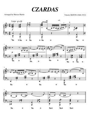 Monti's Czardas for piano solo