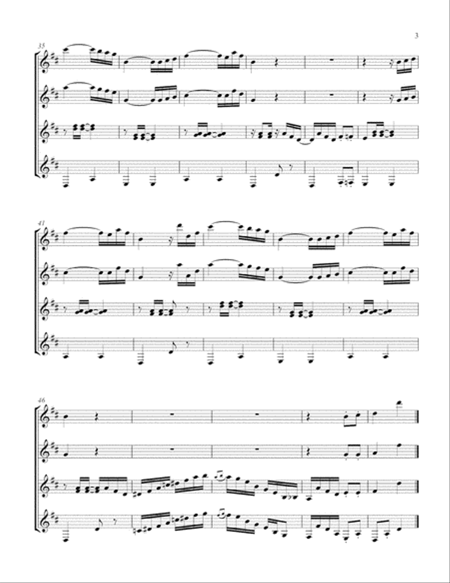 Sons de Carrilhões (Guitar Quartet) - Score and Parts Guitar Ensemble scores gallery preview page 3