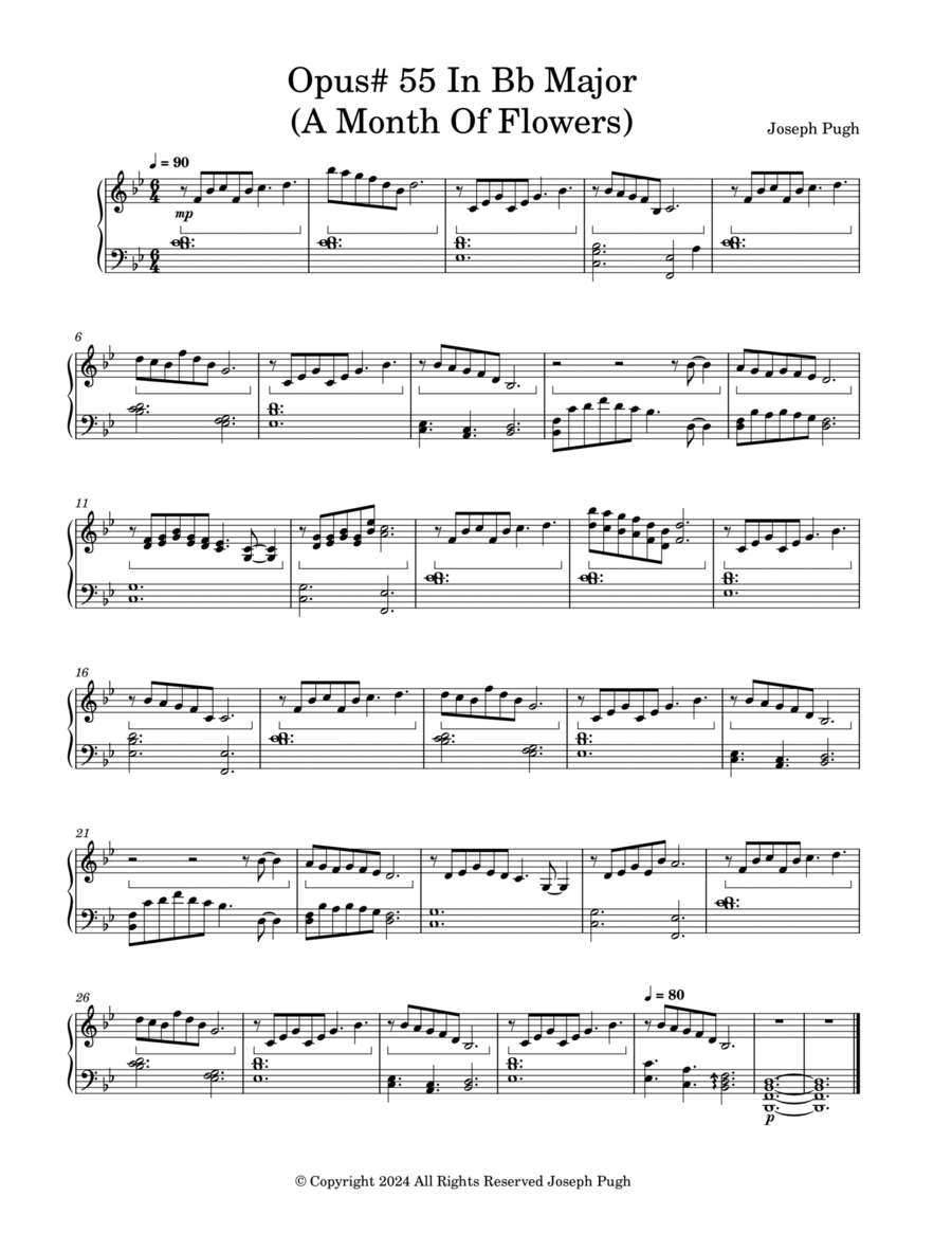 Opus#55 In Bb Major (A Month Of Flowers) piano solo Easy Piano scores gallery preview page 1