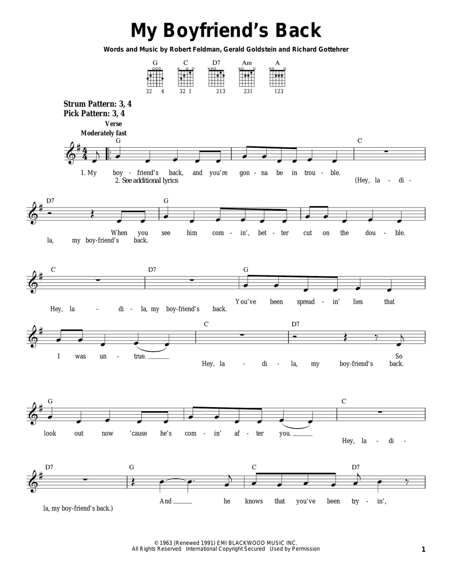 My Boyfriend's Back My Boyfriend's Back Acoustic Guitar scores gallery preview page 1