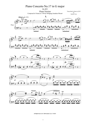 Book cover for Mozart - Piano Concerto No.17 in G major K.453 - Piano Version