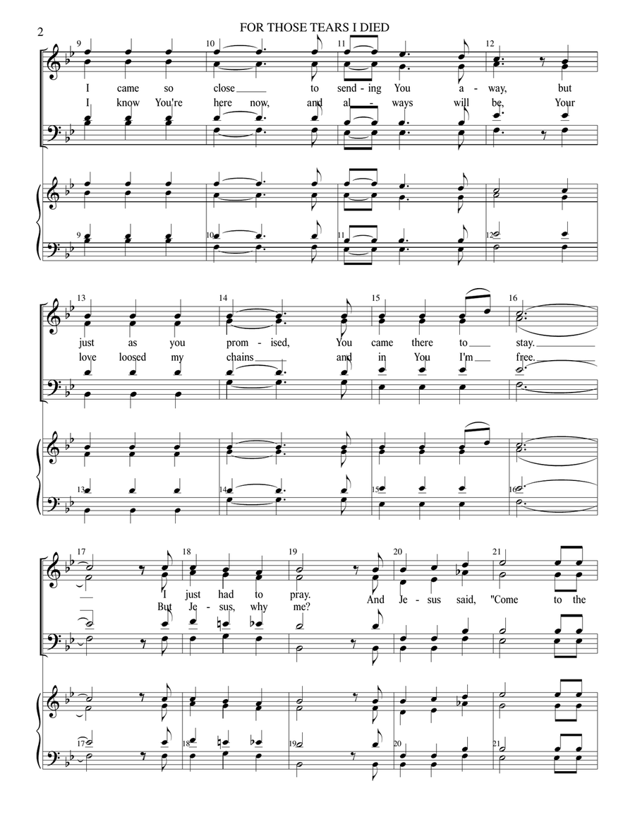 For Those Tears I Died 4-Part scores gallery preview page 2