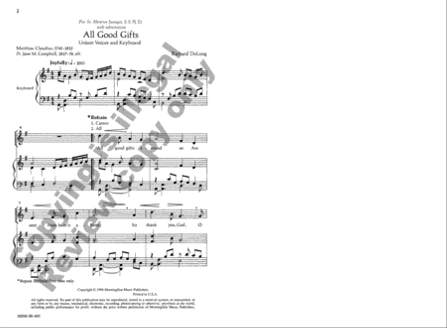 All Good Gifts Unison Choir scores gallery preview page 2